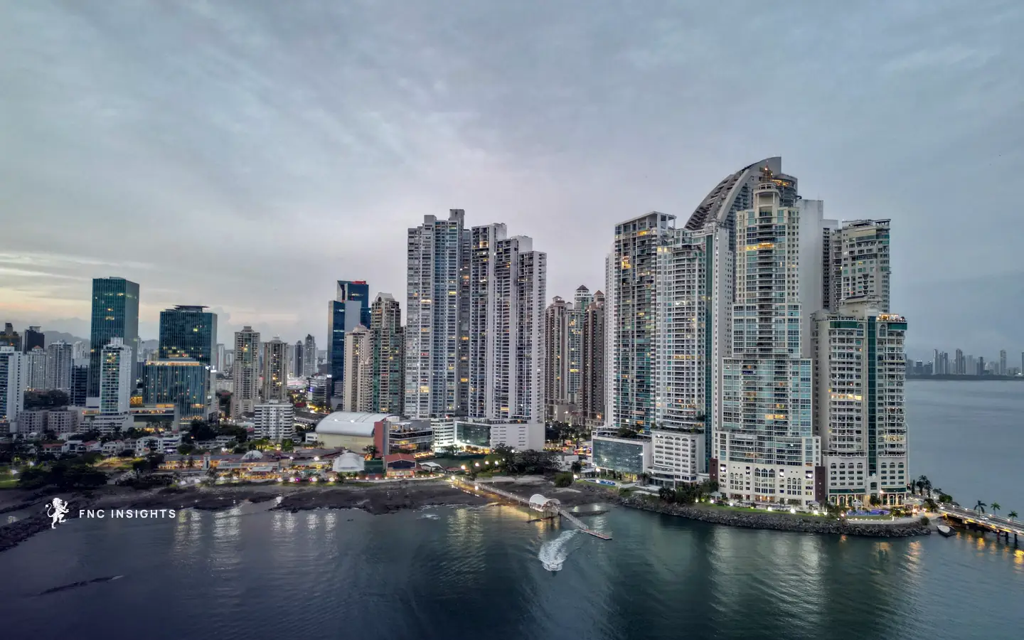 High-rise towers on the Punta Paitilla waterfront in Panama City
