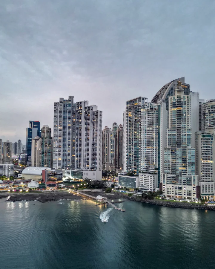 High-rise towers on the Punta Paitilla waterfront in Panama City